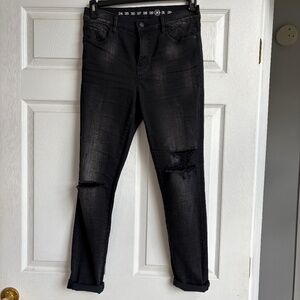 Earnest Sewn Faded Black Ripped Skinny Jeans